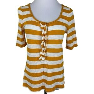 Old Navy Petite Striped Half‎ Sleeve Ruffle Front Blouse Women's Junior Large